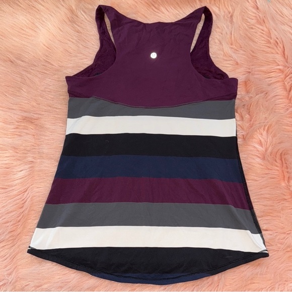 Lululemon Run: First Base Tank Pow Stripe Angel Wing/Plum size 8 - Picture 6 of 9